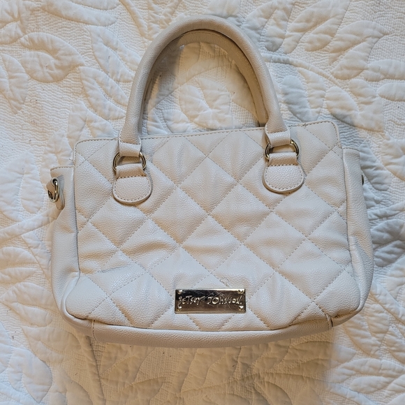 Betsey johnson small satchel bone/gold bows - Picture 2 of 4